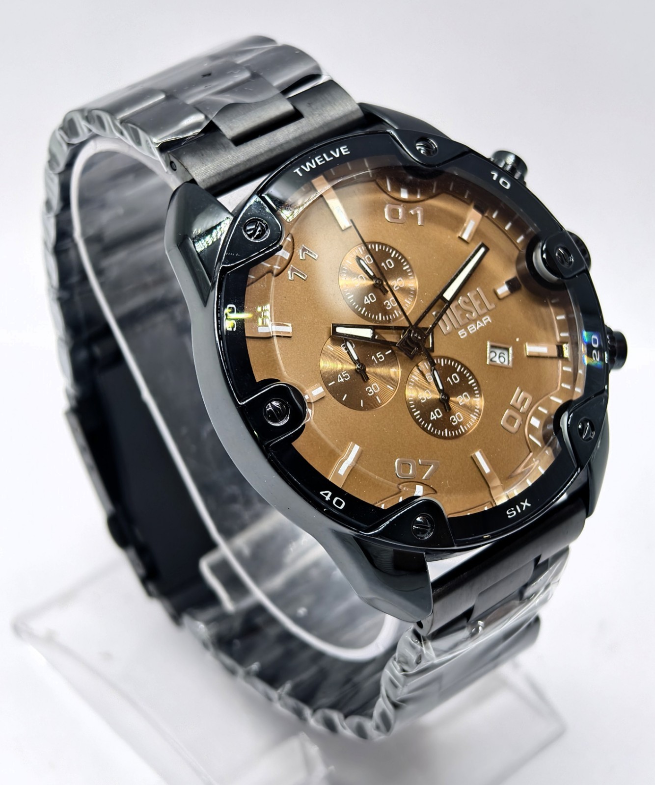 Awesome Diesel Spiker ”ONLY THE BRAVE” Chronograph Quartz Men’s Wrist Watch