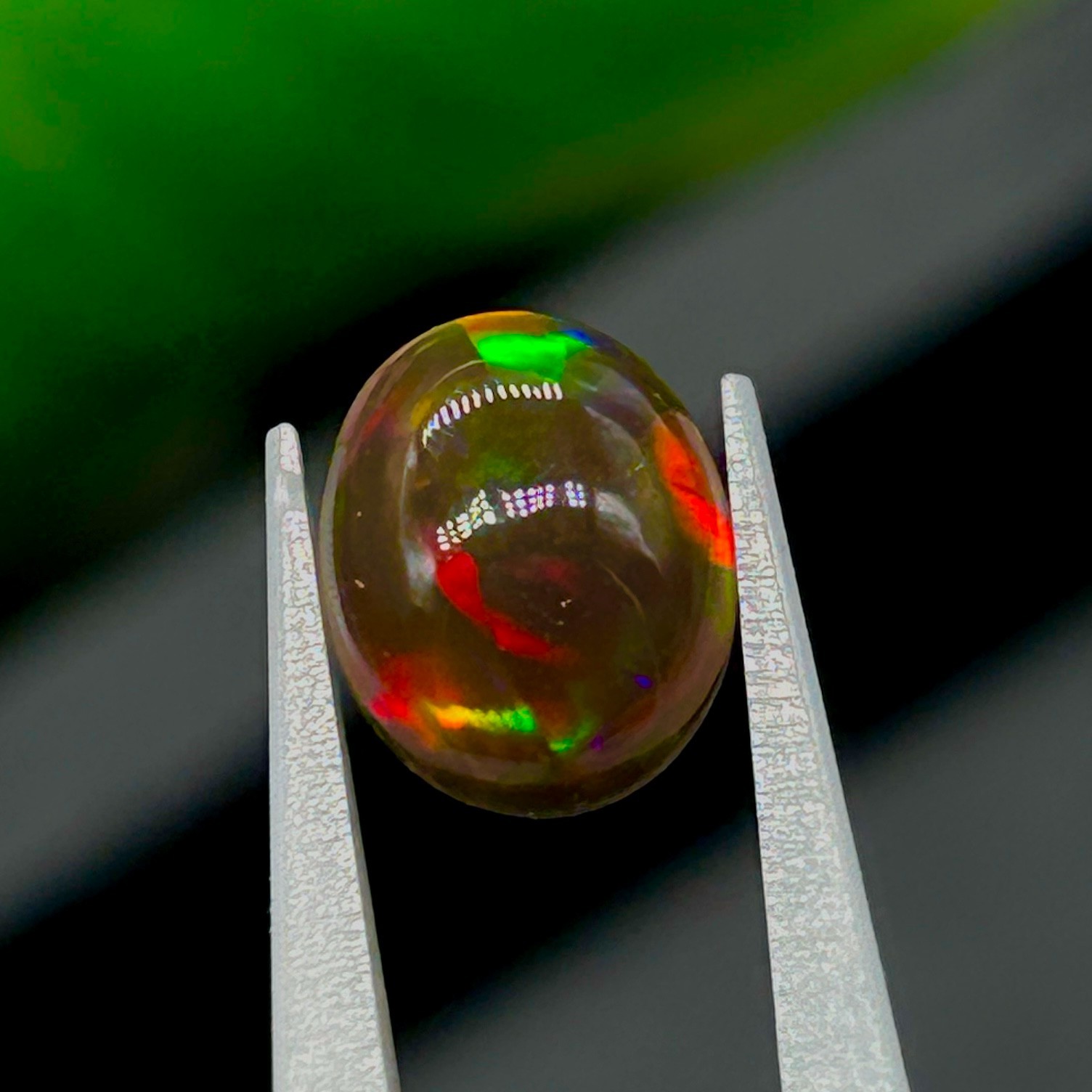Ethiopian Opal Yellow Cabochon, Play of Color Gemstone for Jewelry 7x9mm 1.55 Ct