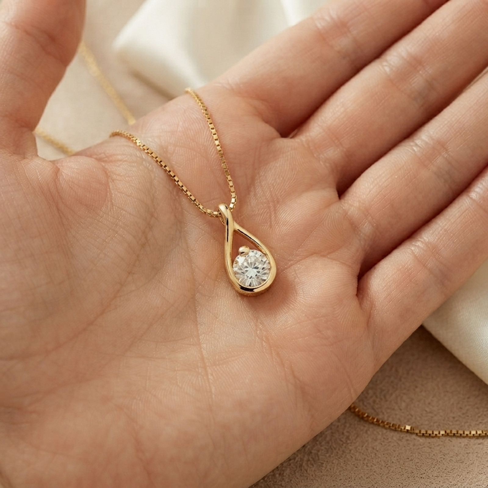 Round Cut Solitaire Moissanite Diamond Pendant 14K Solid Yellow Gold For Women’s