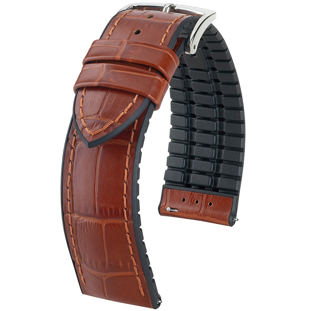 Hirsch Paul Alligator Leather Watch Band Strap Mens Tan 18mm Quick Release