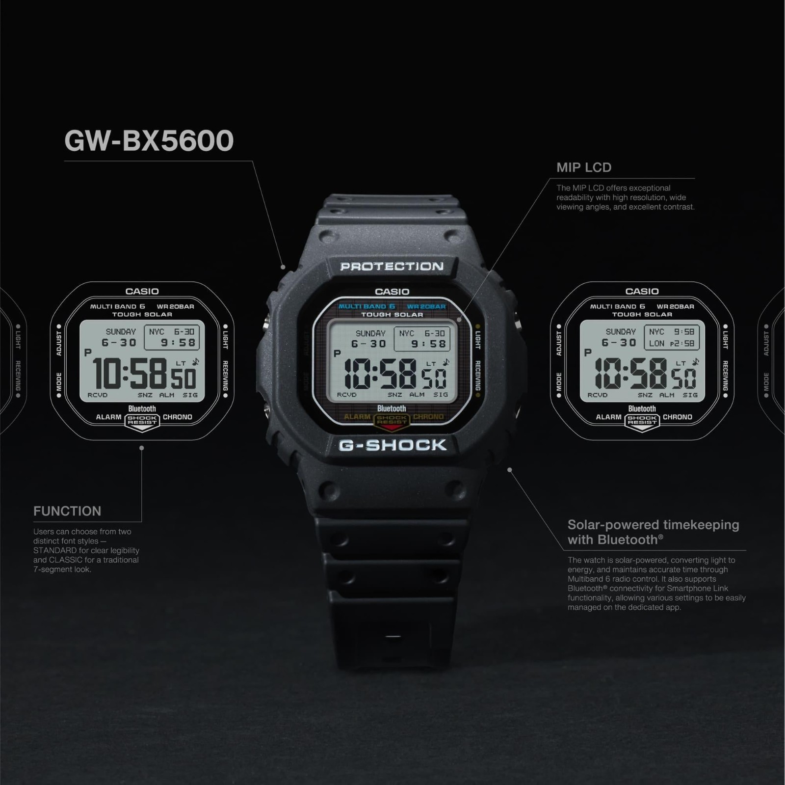 NEW Casio G-Shock GW-BX5600-1JF MIP LCD Tough Solar Multi Band 6 Bluetooth