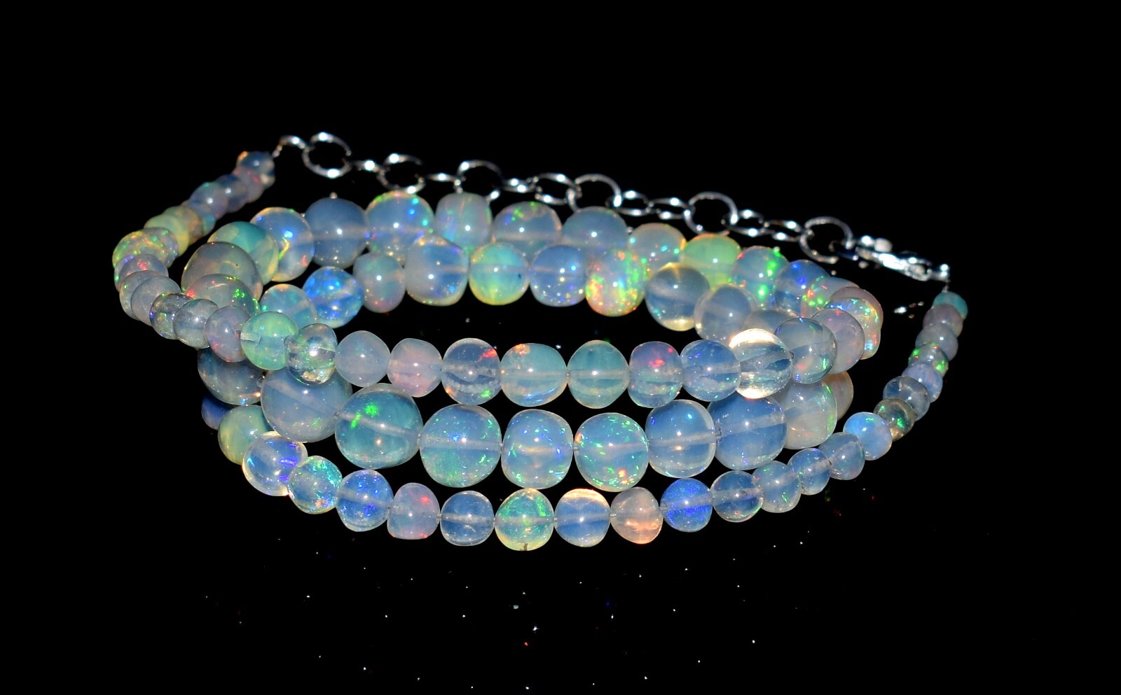 16″Natural Ethiopian Opal Wello Fire Opal Gemstone Beads Necklace Jewelry F3912
