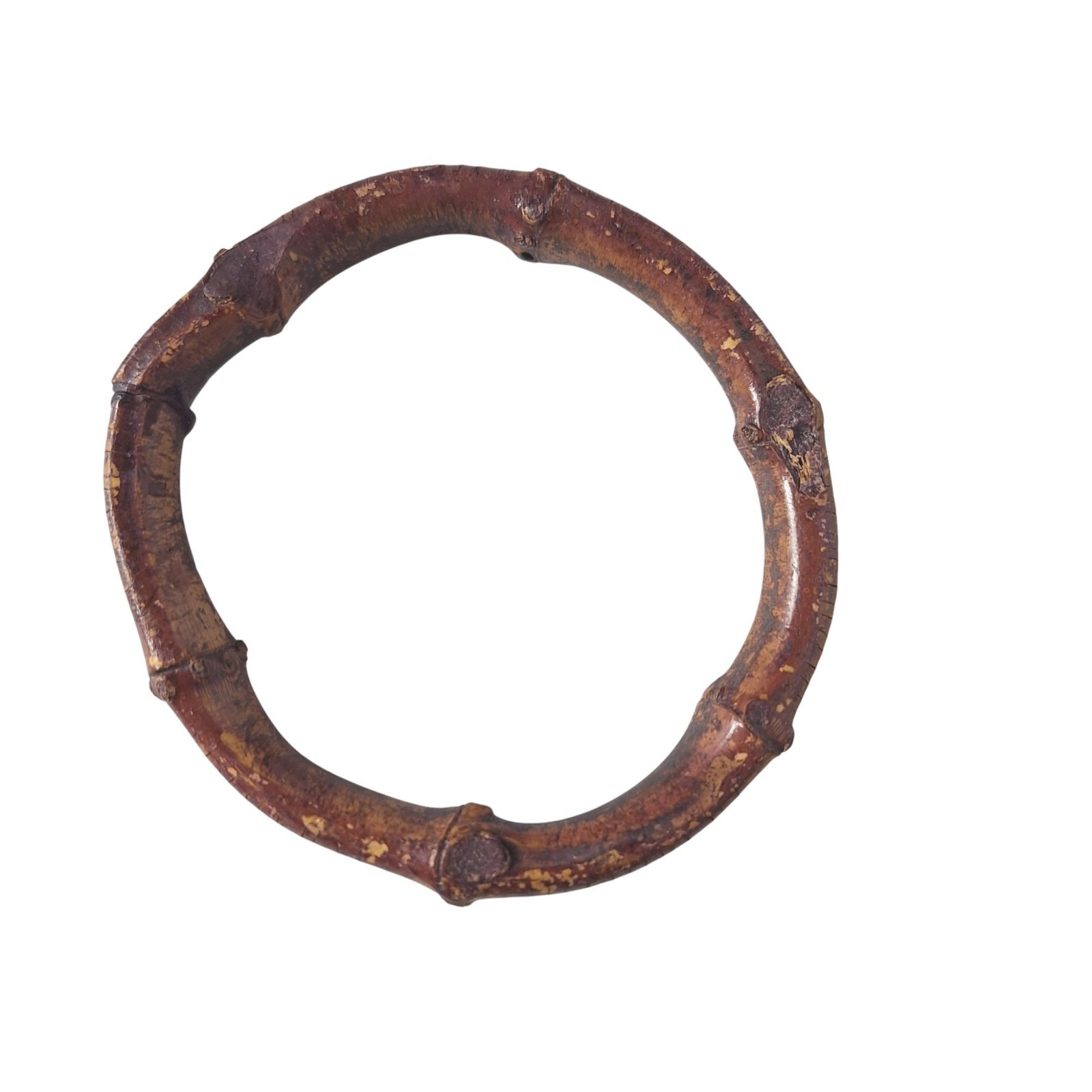 Vintage Bamboo-Style Bangle Bracelet Lot of 2 Natural Wood Look Rustic Handmade
