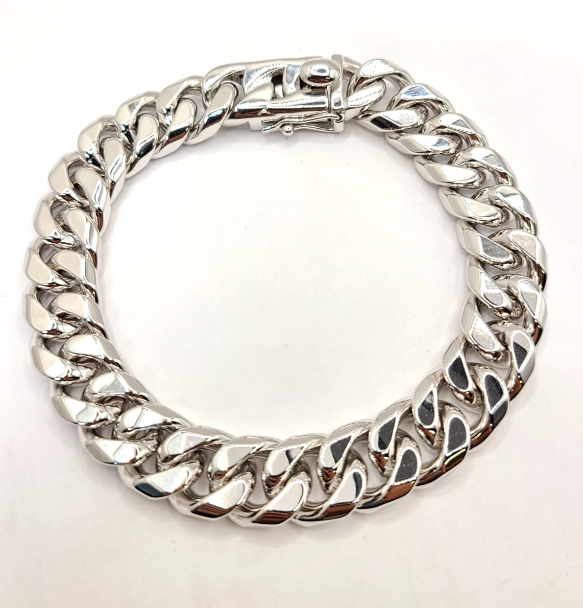 Dankadi 925 Sterling Silver Solid Miami Cuban Link Chain Bracelet 12MM 9.5in.