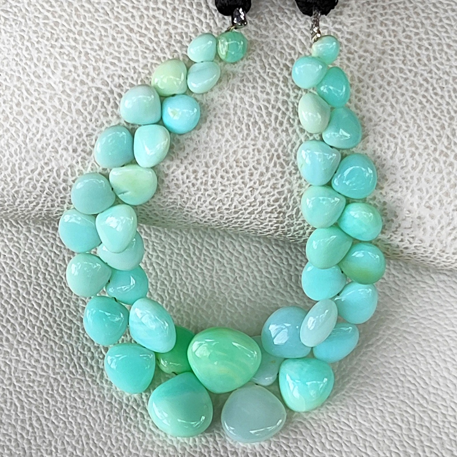 Blue Opal Heart Beads 7-14mm Smooth Peruvian Gemstone 7″ Strand DIY Jewelry