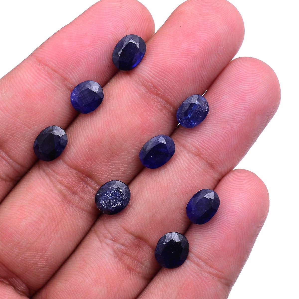 8 Pcs Natural Blue Sapphire Top Grade 7.71mm-8.34mm Oval Cut Gemstones Wholesale