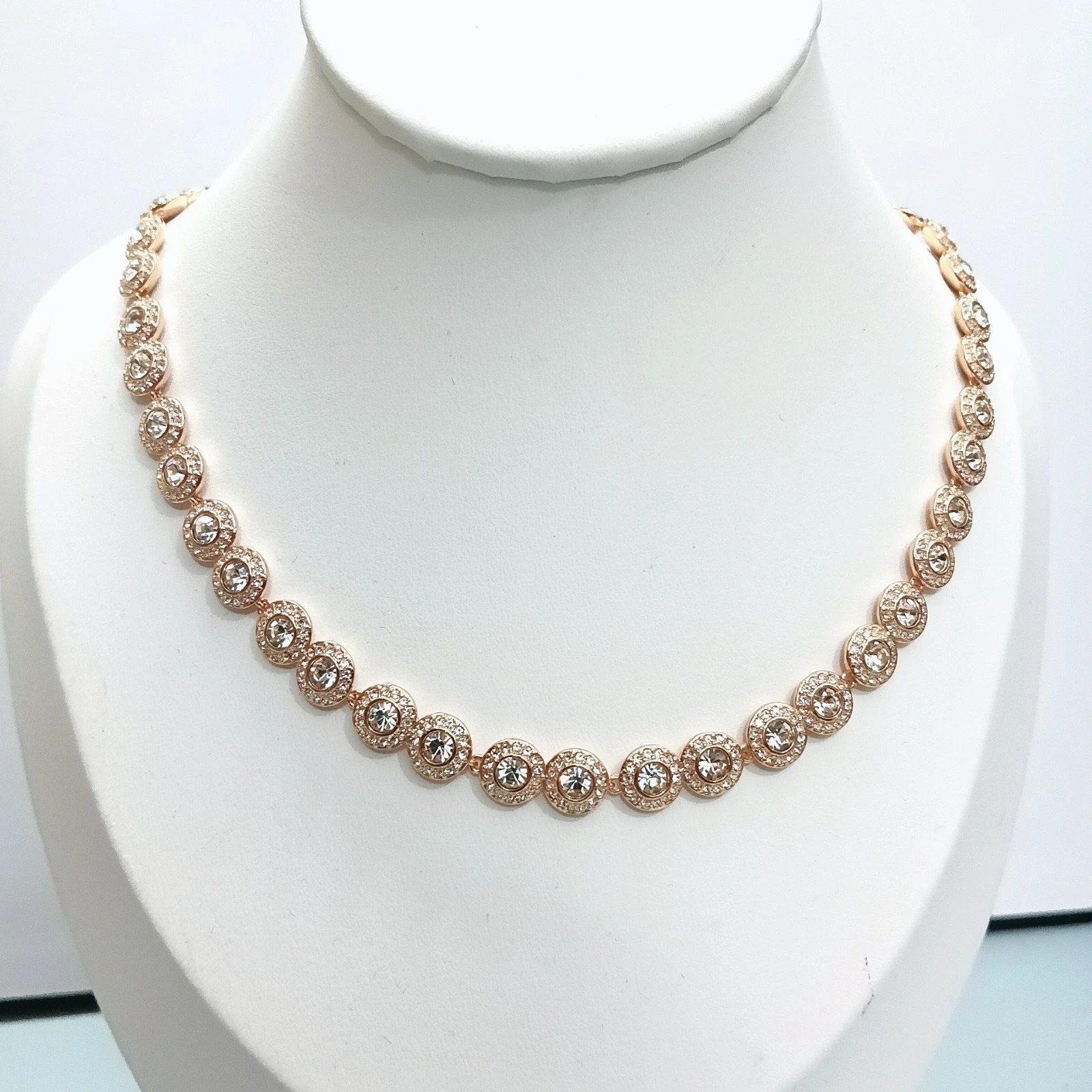 Jewelry SWAROVSKI Una Angelic Tennis necklace Round cut, Medium, White, Rose to