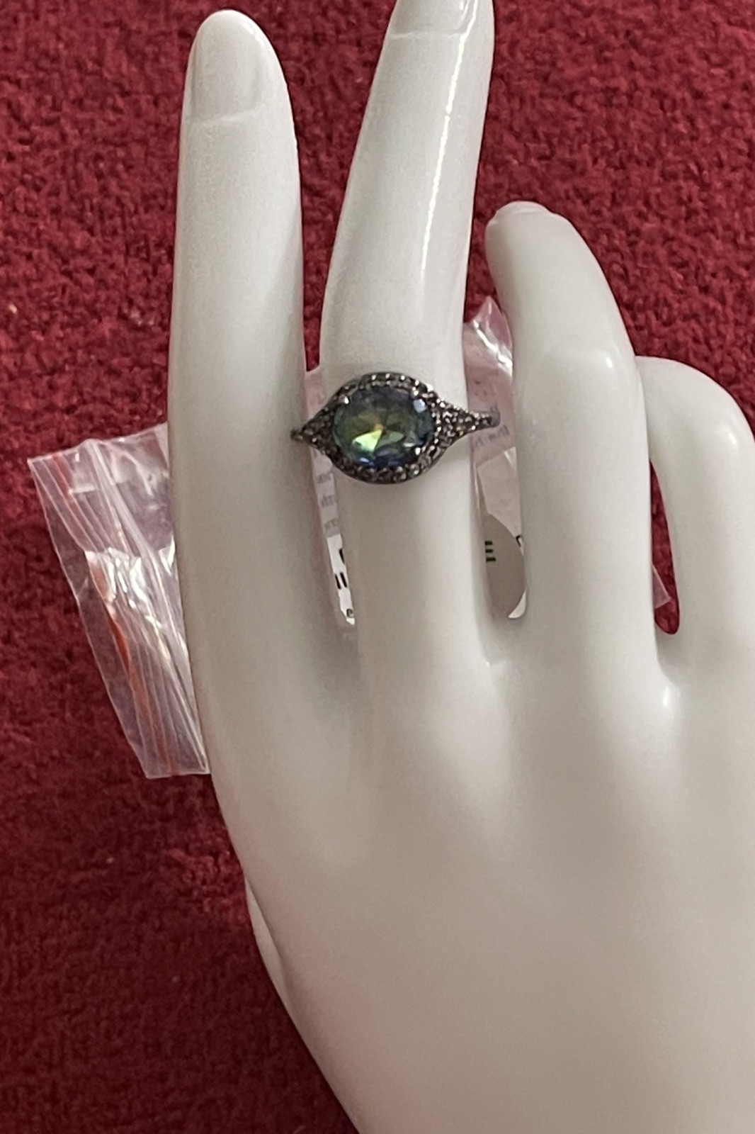 Bomb Party RBP6663 All Season Long Lab Created Blue Green Rainbow Topaz Sz 8