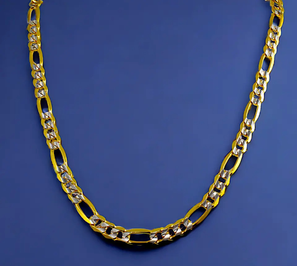 10K Yellow Gold SOLID Figaro Pave Necklace Bracelet Chain Real DC 2mm-11mm 7-30″