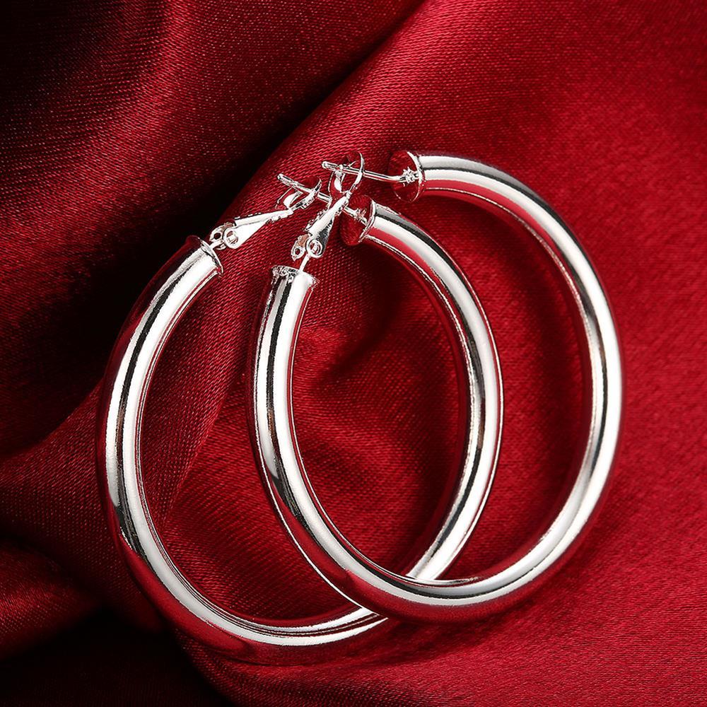 925 Sterling Silver Hoop Pierced Earrings 1.8″ Inches L100