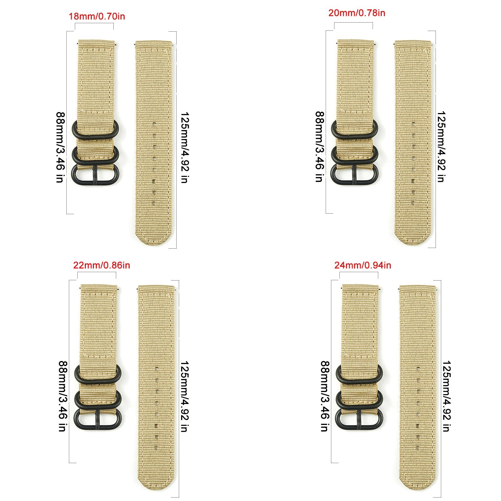 18mm 20mm 22mm Durable Military Woven Nylon Wrist Watch Band Quick Release Strap