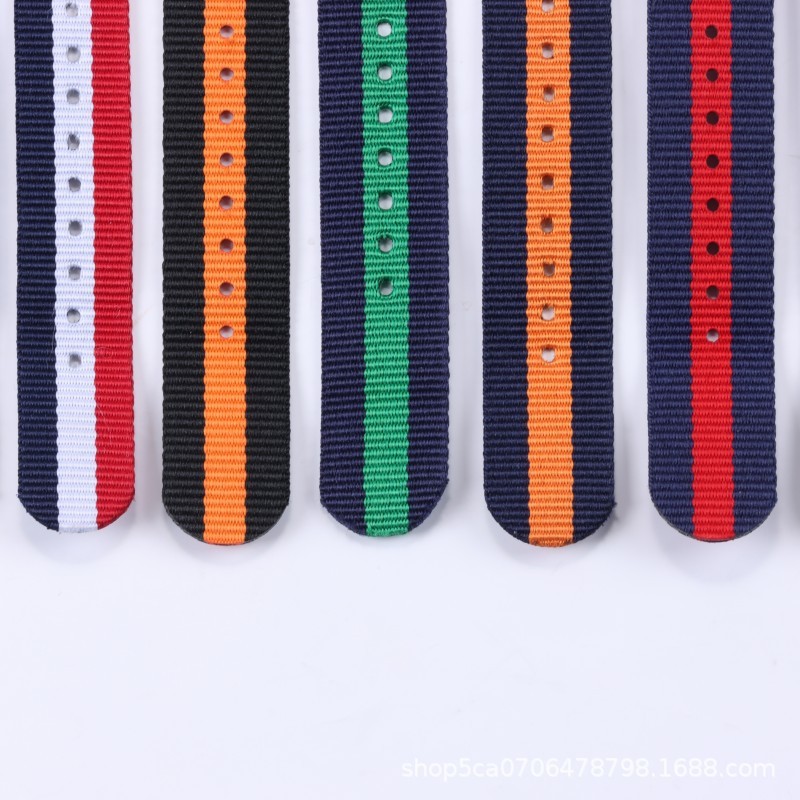 One-piece Canvas Nylon Watch Strap Single-pass Woven Wristband 14 16 18 20 22mm