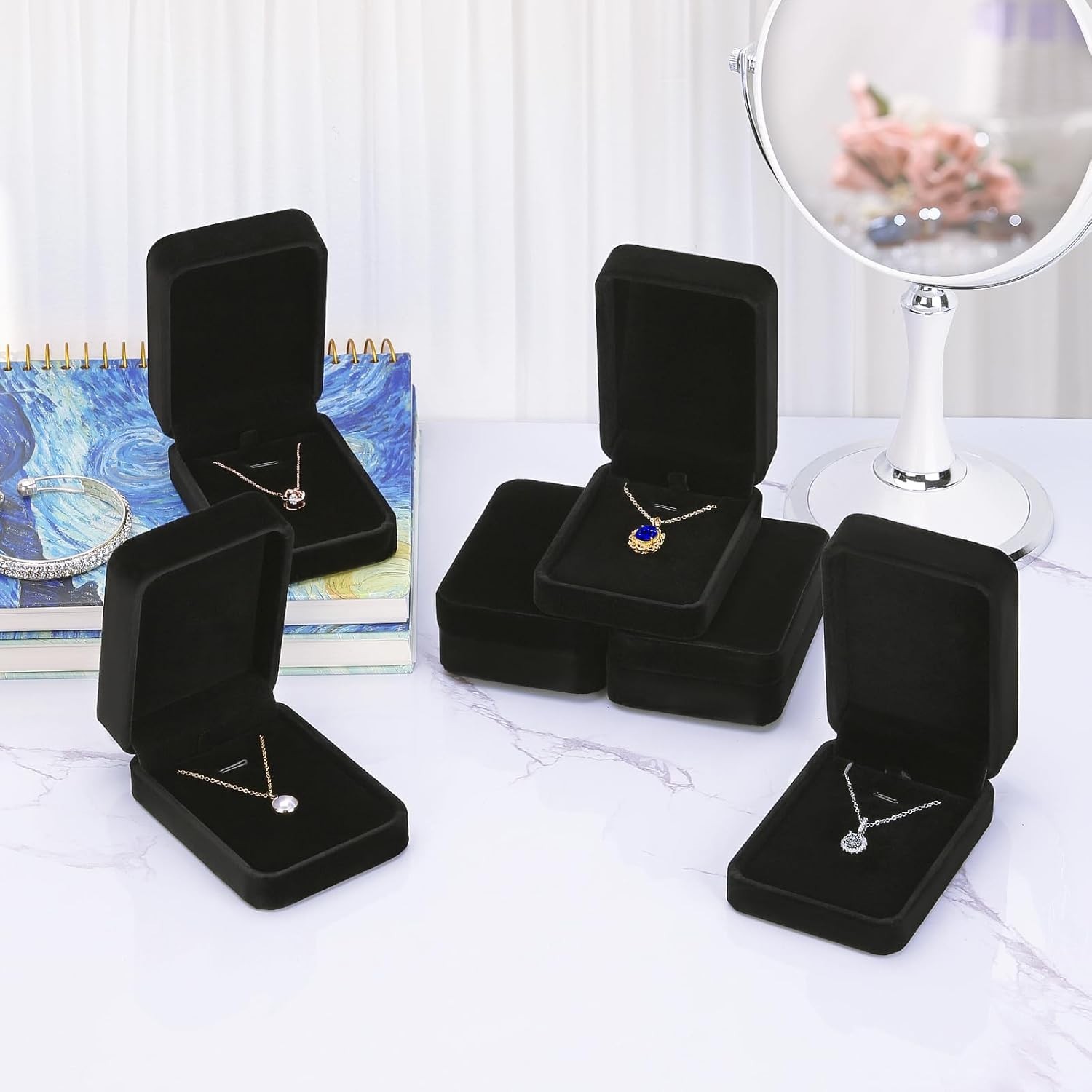 6 Pieces Velvet Jewelry Gift Boxes for Necklace Pendant Bracelet Ring Earring..