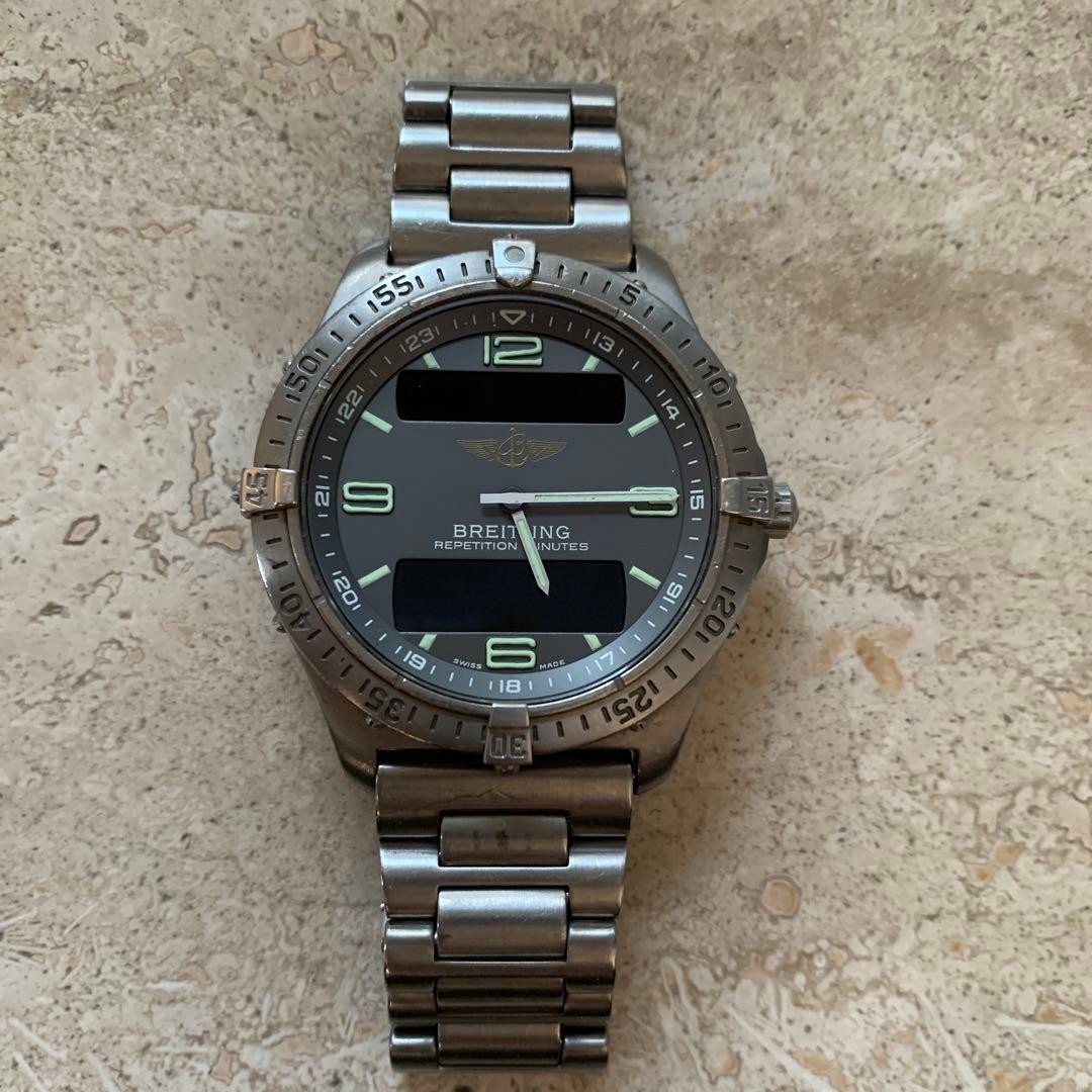 Working BREITLING Aerospace Aero Quartz Titanium Gray 16.5-17cm 6.50 -6.69in