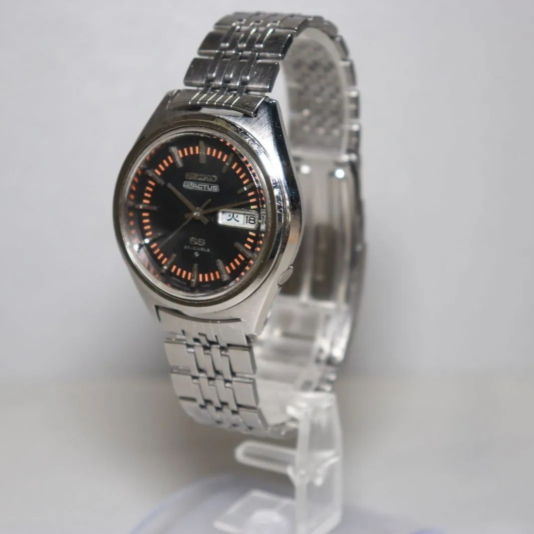 Serviced 1971 SEIKO 5 ACTUS Seiko Five Actus SS Matte Black Dial Ref.6106 7490