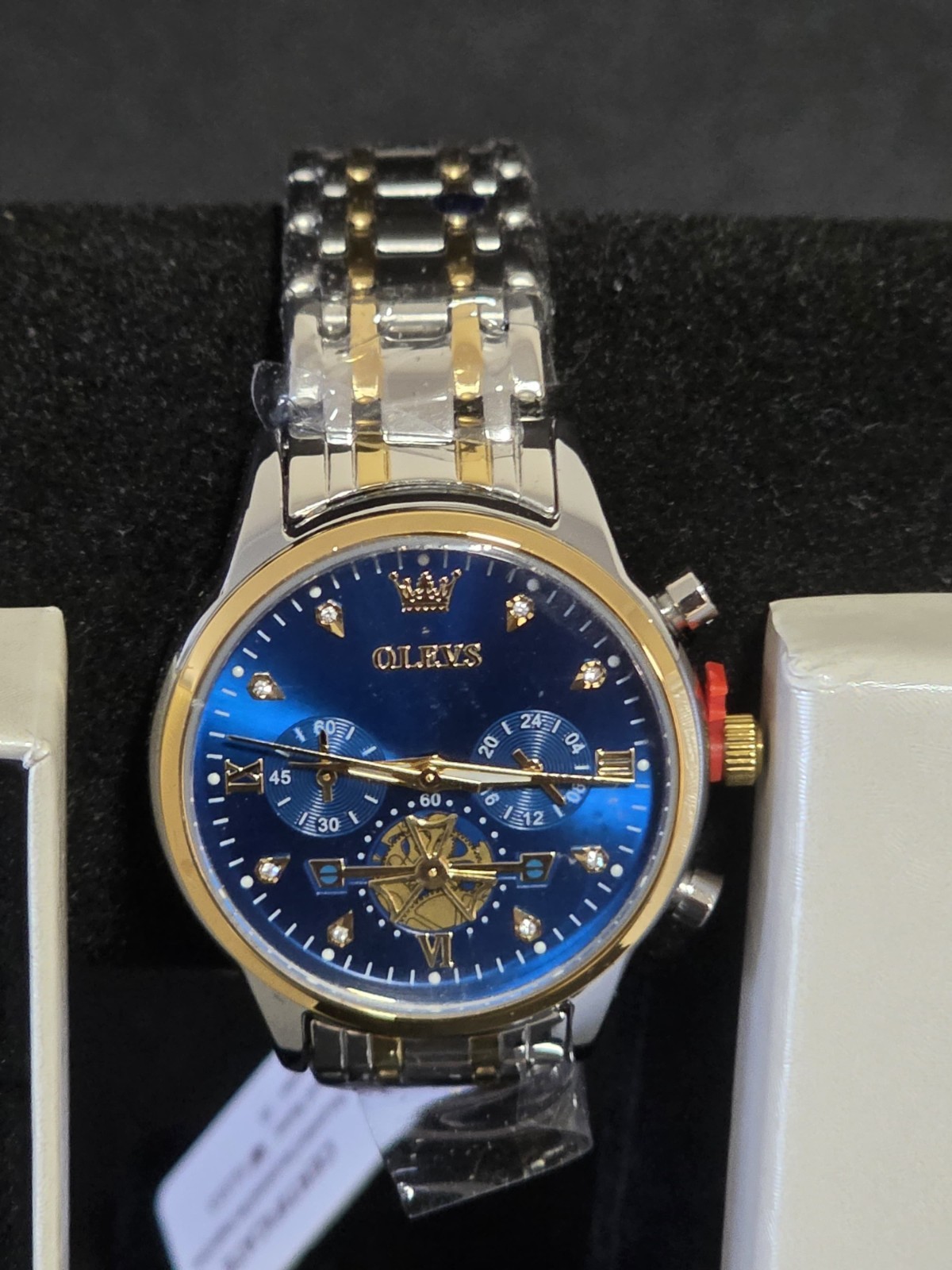 OLEVS Men’s Quartz Dress Watch Blue Dial Roman 42mm Two-Tone Box/Papers