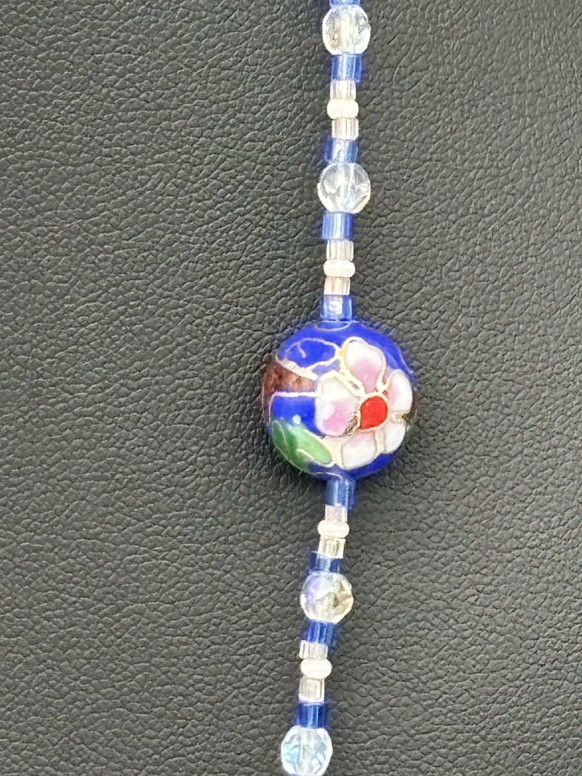 Vintage Cloisonne Beaded Long Necklace Blue Green Red Gold Unbranded 30 Inches L