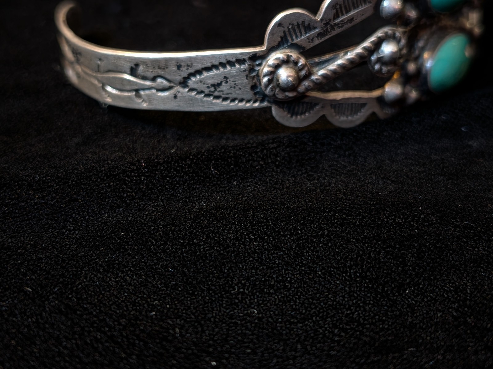 Vintage Fred Harvey Era Southwestern Sterling Silver Turquoise Cuff Bracelet