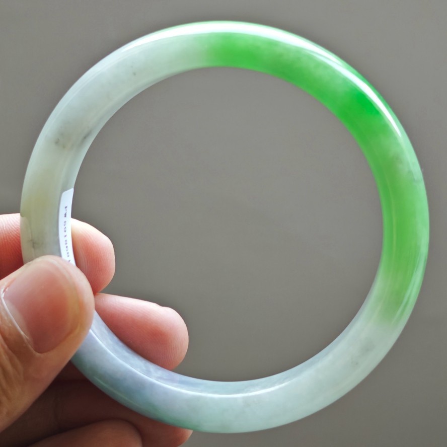 61mm Natural Green Purple Jadeite Jade Bangle Bracelet Burma Jade Bangle 3231