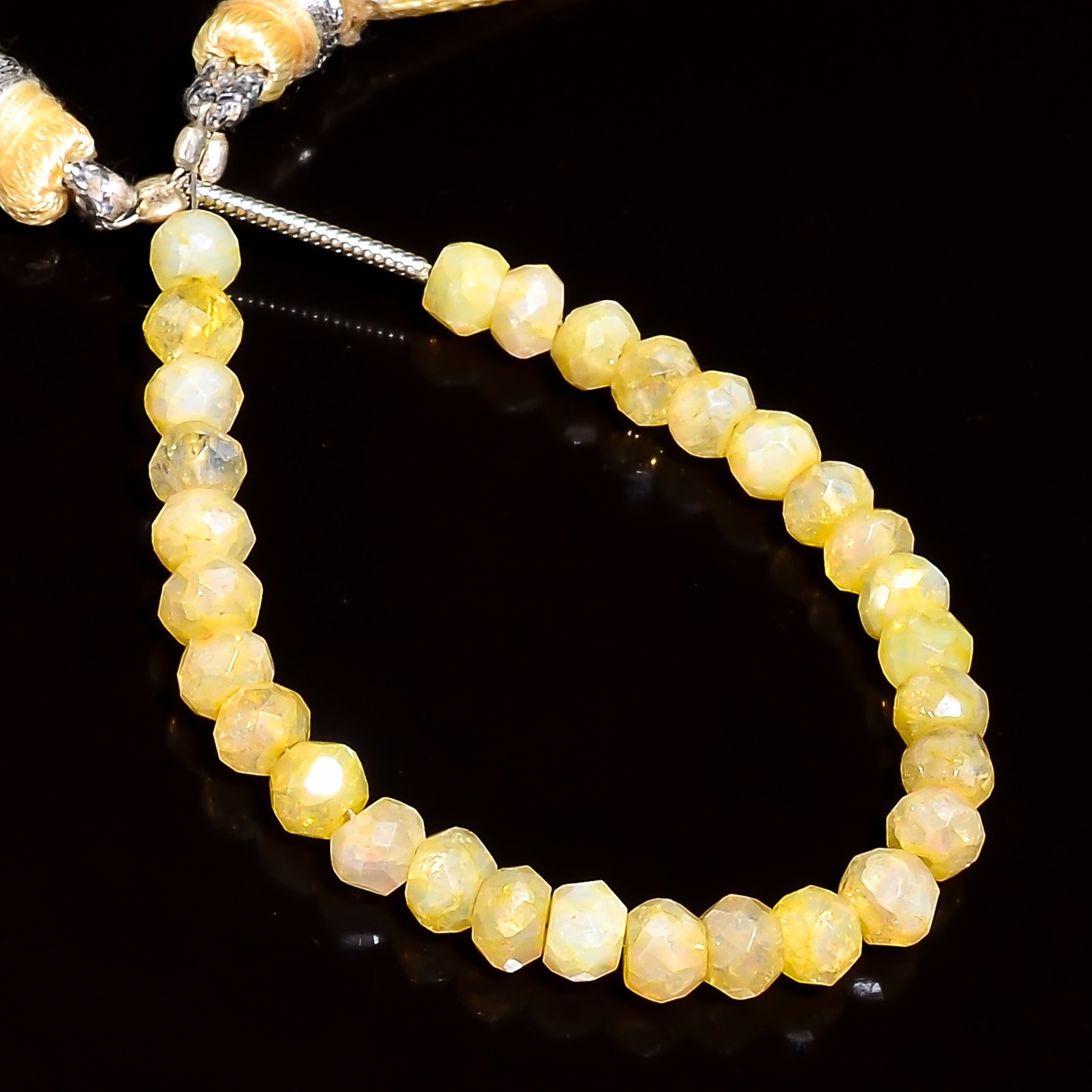 Mystic Yellow Quartz Gemstone Rondelle Faceted Beads 4X4X3 mm Strand 4″ E-576