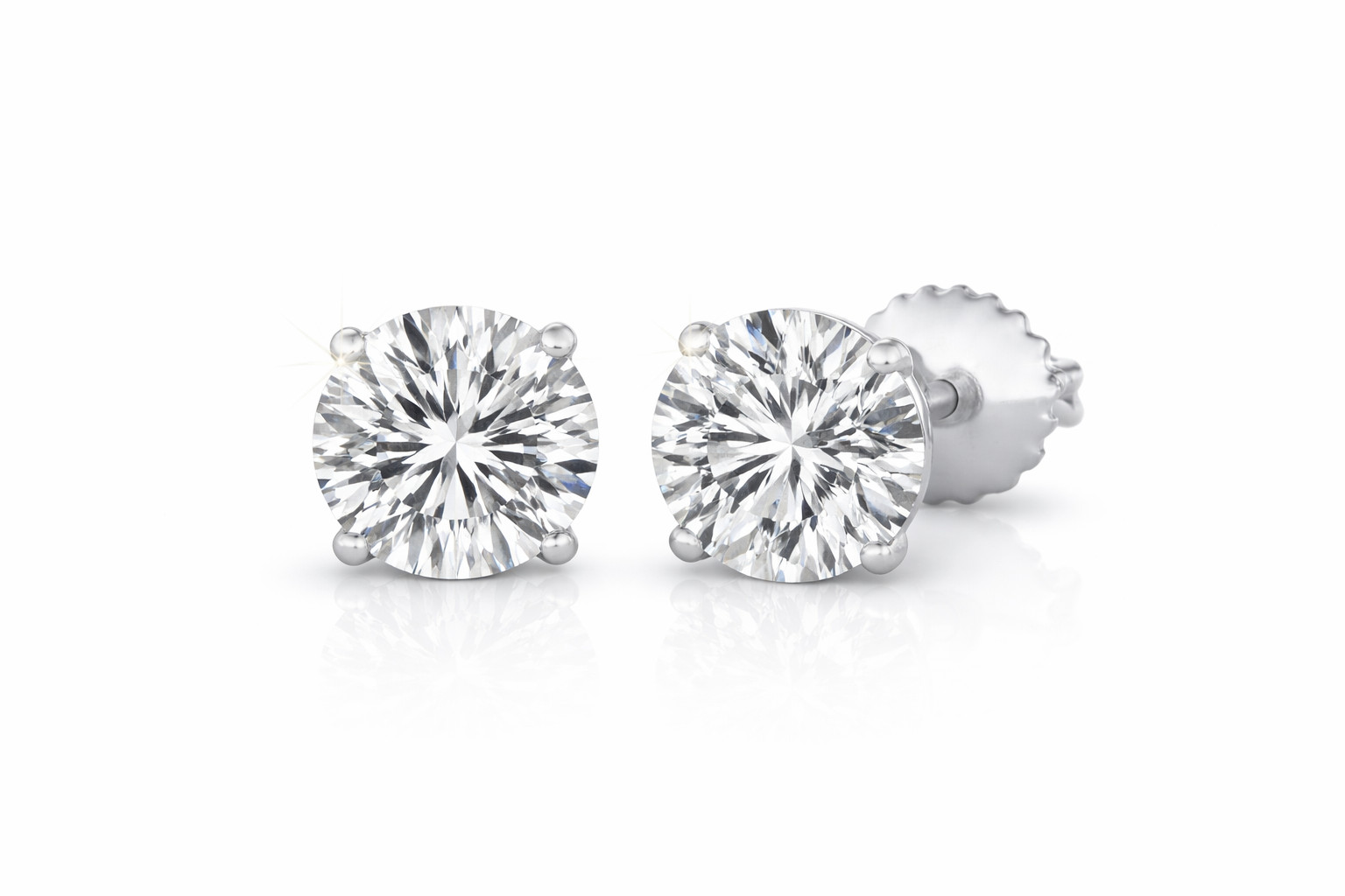 1.00-5.00 CTTW Lab grown diamonds stud Earrings set in 14K White Gold Martini