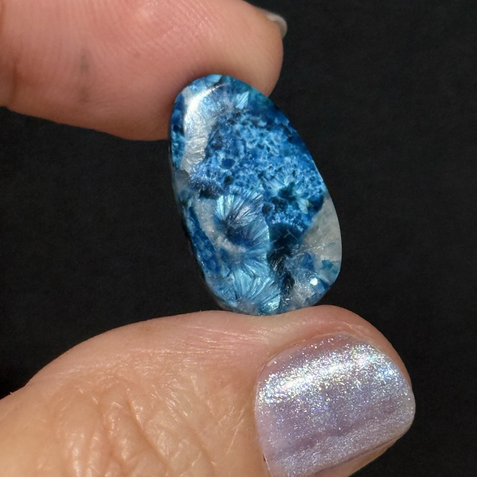 7.85ct 20.7×12.2x3mm Rare Blue Plancheite Cuprite Shattuckite Calcite Cabochon