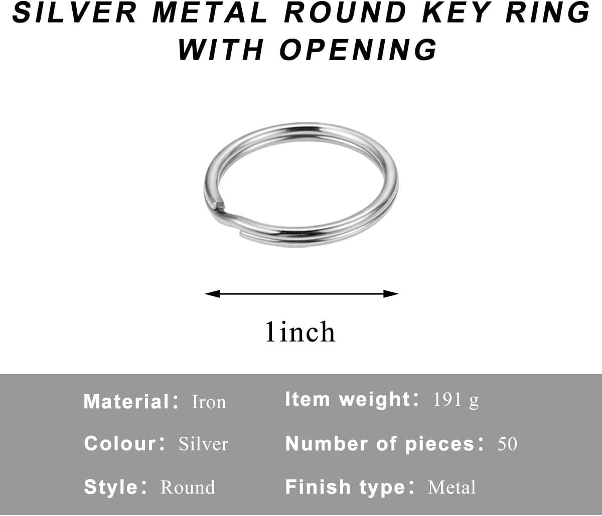 50PCS Split Key Ring, 1 inch 25mm Heavy Duty Metal Keyring Color: 1 inch(25mm)