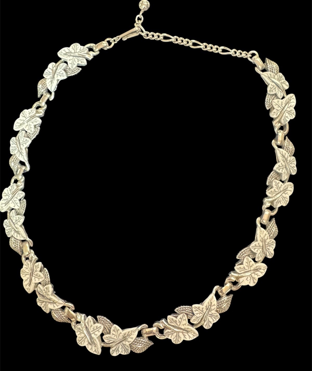 1950’s Marcel Boucher Silver Glass Garden Ivy Leaf Necklace