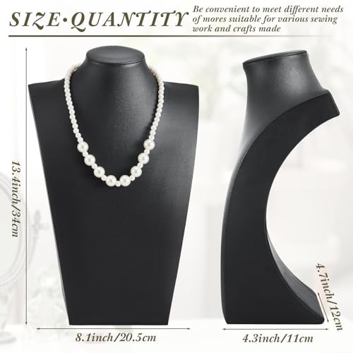 6 Pcs Black PU Leather Jewelry Bust Display 13.39 x 3.94 x 8.07 Inches
