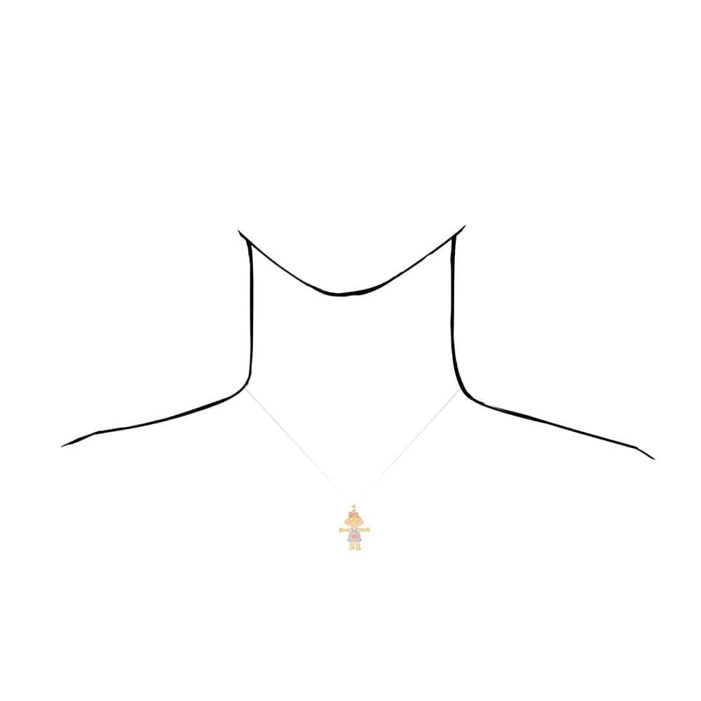 14k Tri-Color Gold Textured Girl KidsPendant Cable Chain Necklace 16″-18″