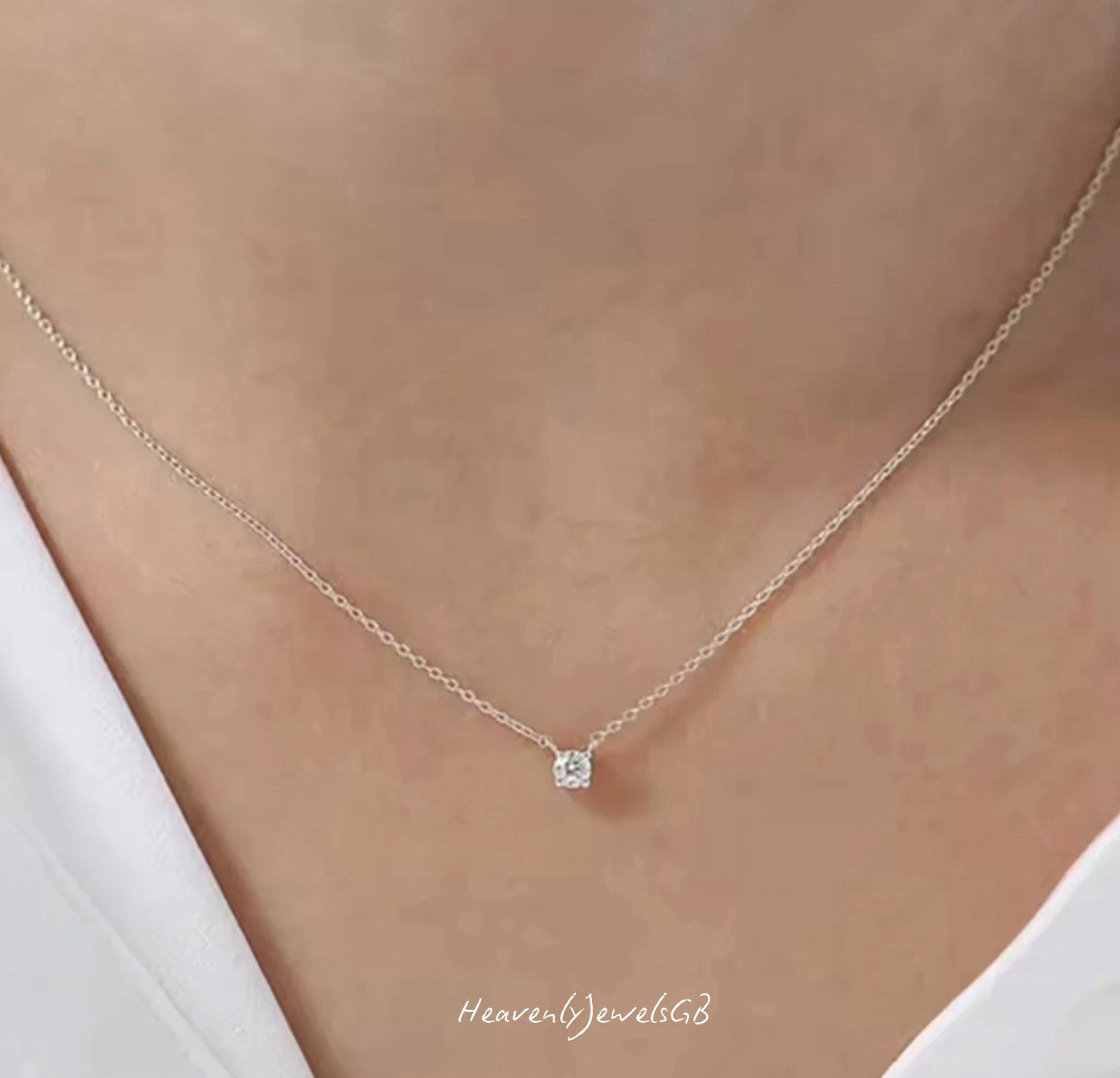 925 Sterling Silver Cubic Zircon Dainty Necklace for Women