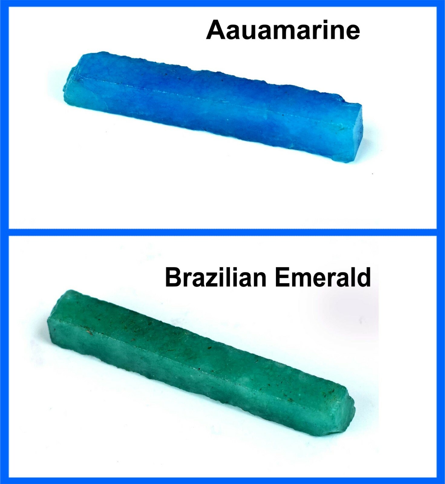 Emerald & Aquamarine Gemstone Slice Rough Pair 120 Ct Natural Brazilian AD250