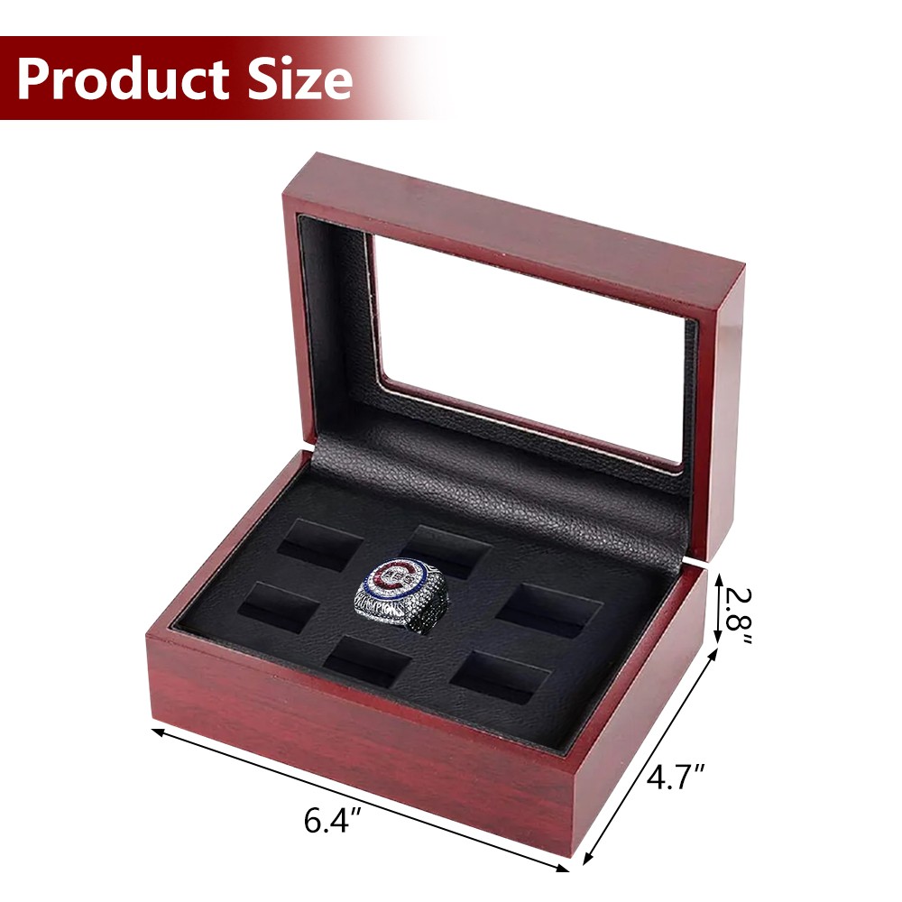7 Holes Championship Ring Display Case Box Wooden Collection Storage Box Gift US