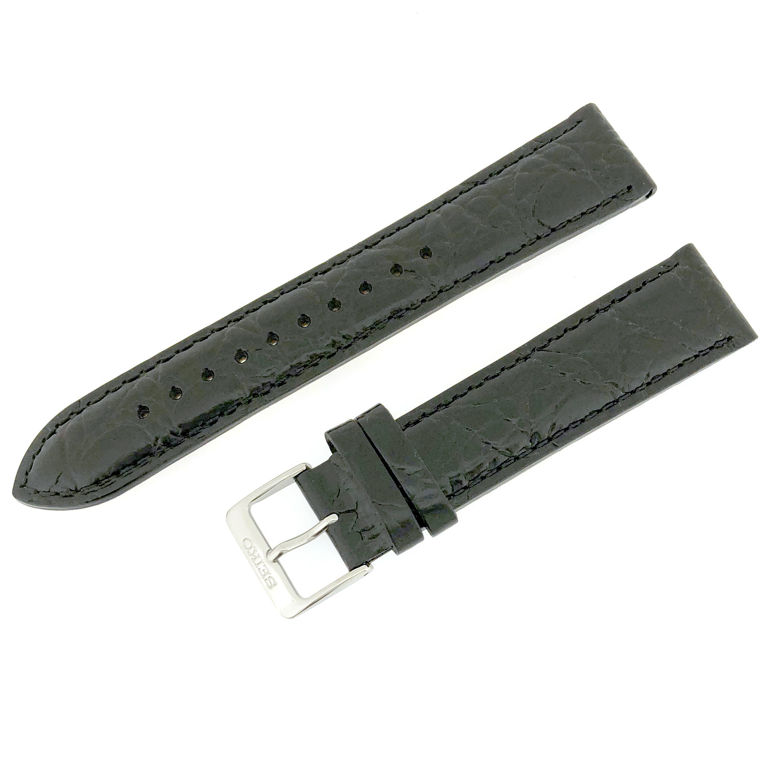 SEIKO Leather Strap Brown Black 20mm Factory Original Watch Band spring bars