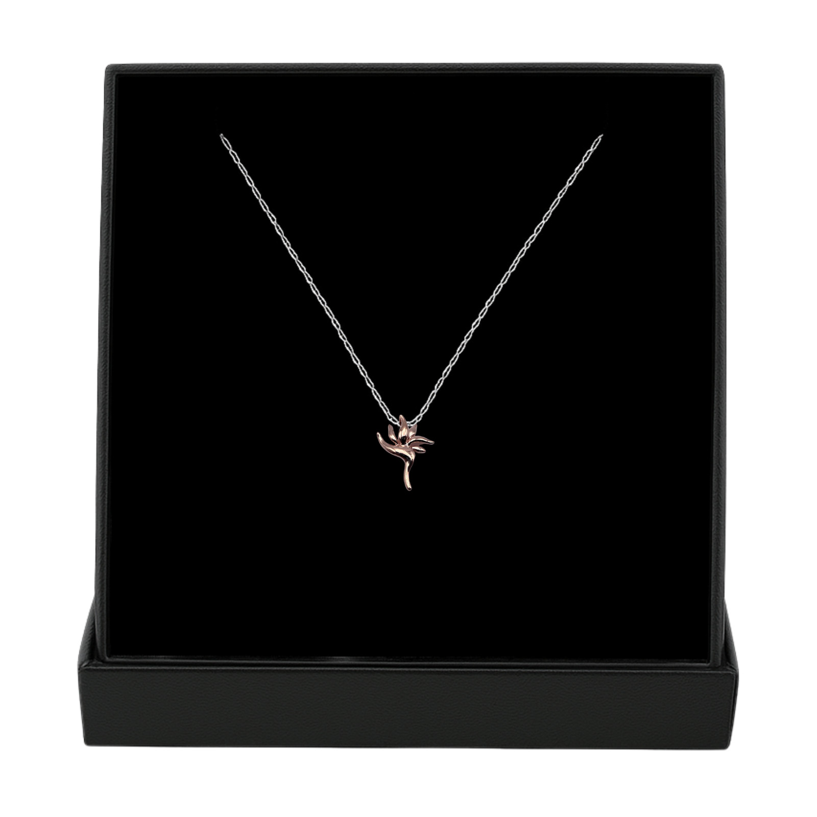 Sleek Paradise Bloom Pendant 925 Silver Rose Tone Flower Charm Free Shipping