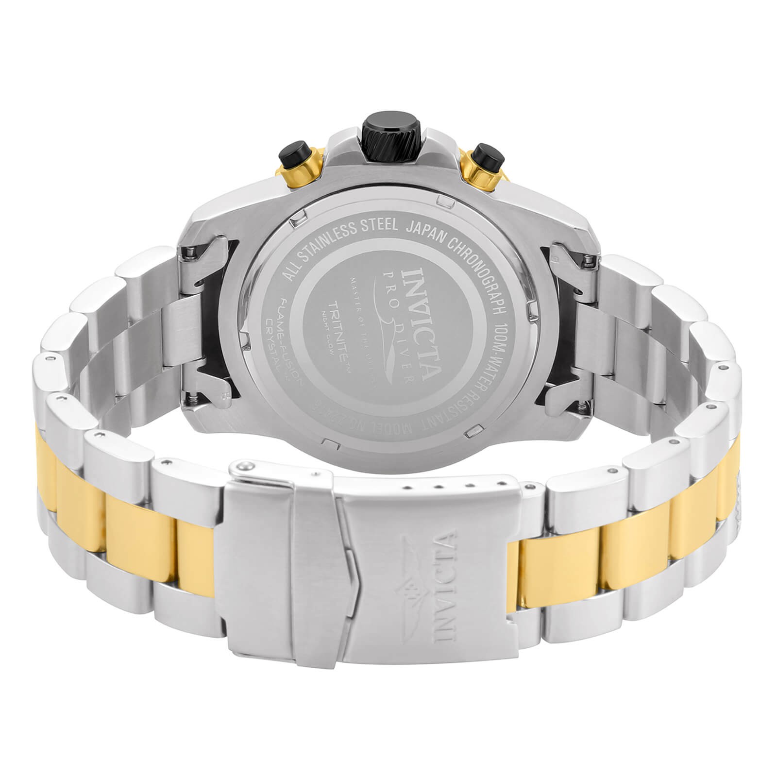 Invicta Men’s Watch Pro Diver Quartz Chronograph Black Dial TT Bracelet 22418
