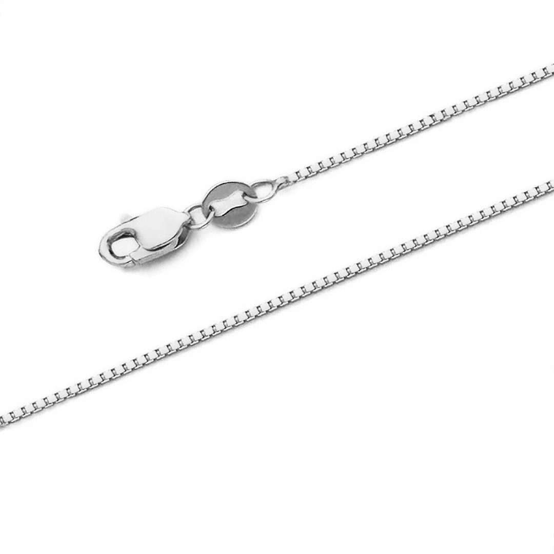 18″ 14k REAL White Gold Solid Box Link Chain Necklace with Lobster Claw Clasp