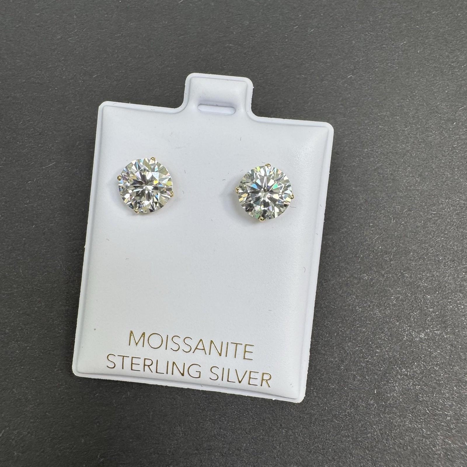 Sterling Silver 4 CTW Moissanite Princess Cut Stud Earrings