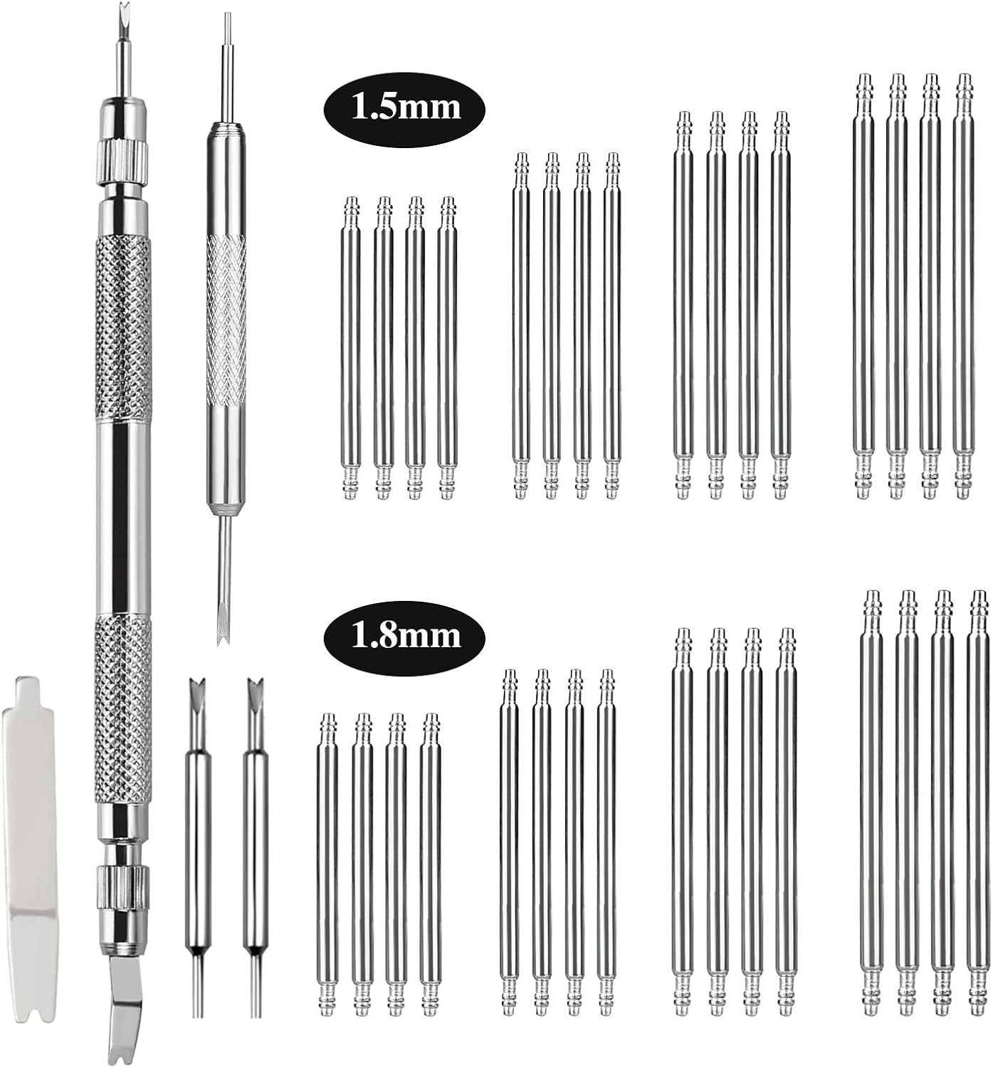 Versatile Watch Pin Replacement Kit with Tools – 316 Stainless Steel, 18-24mm