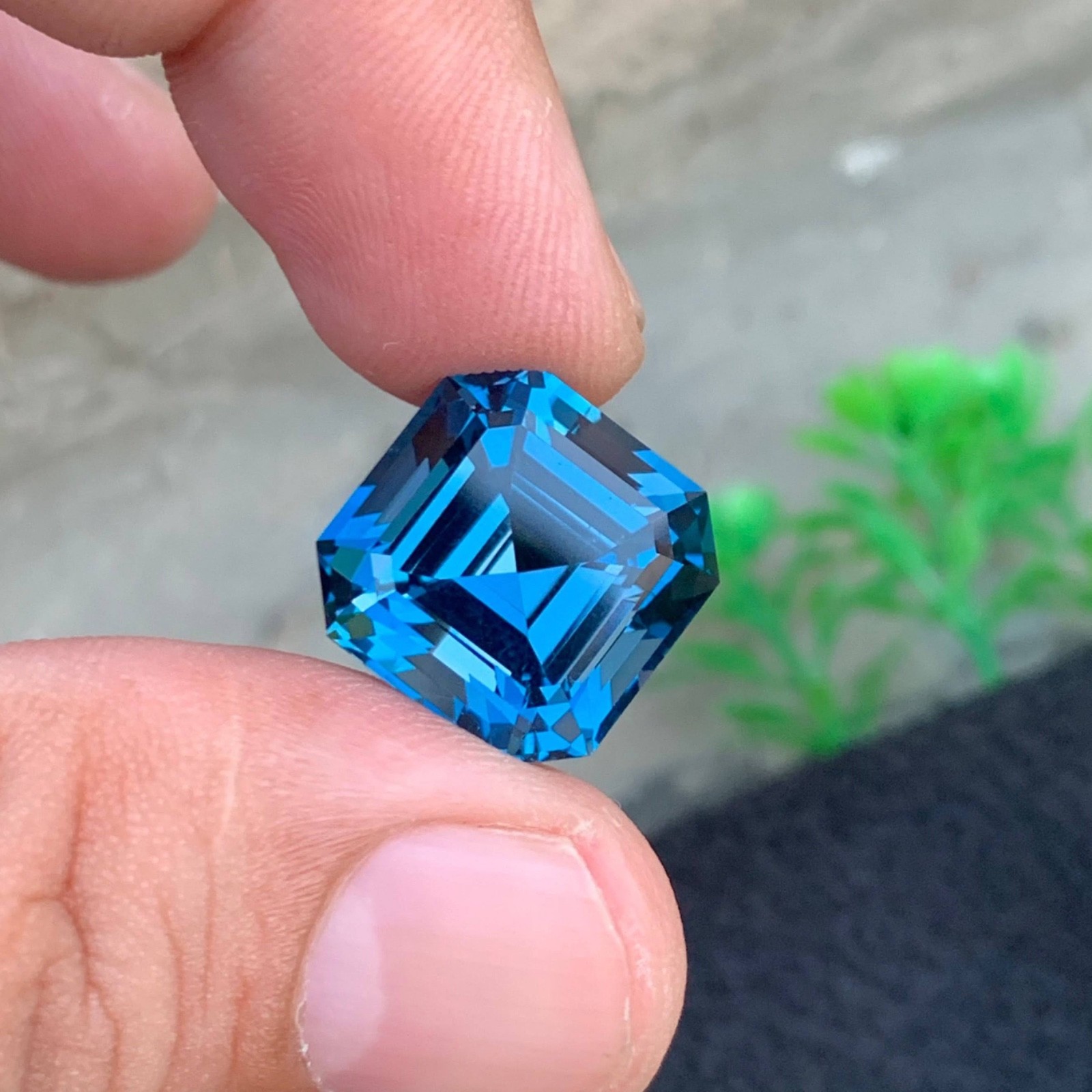 23.80 Carats Natural London Blue Topaz Stone Asscher Cut From African