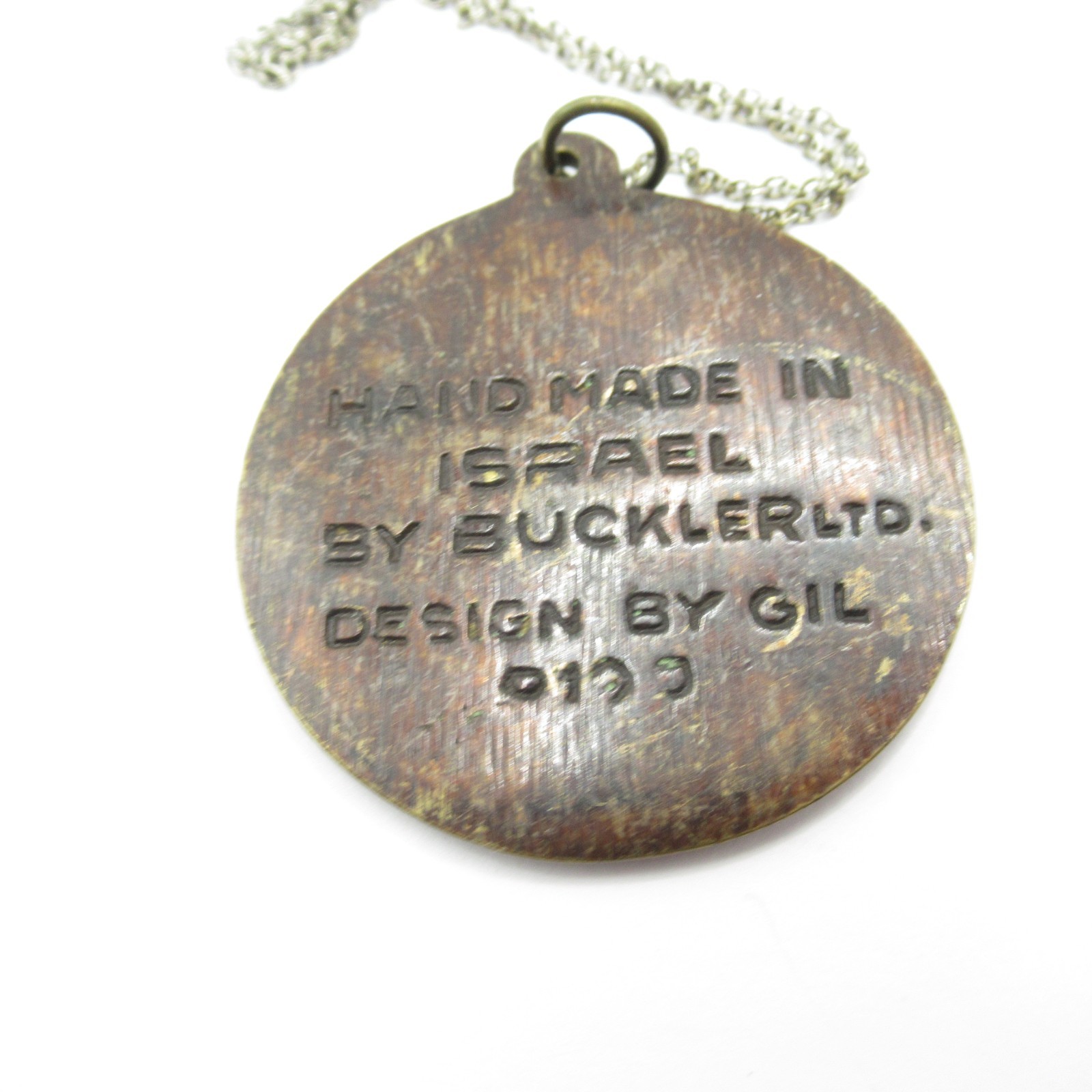 I AM A ZIONIST Pendant Necklace Israel, Hand Made Buckler Ltd. Rare