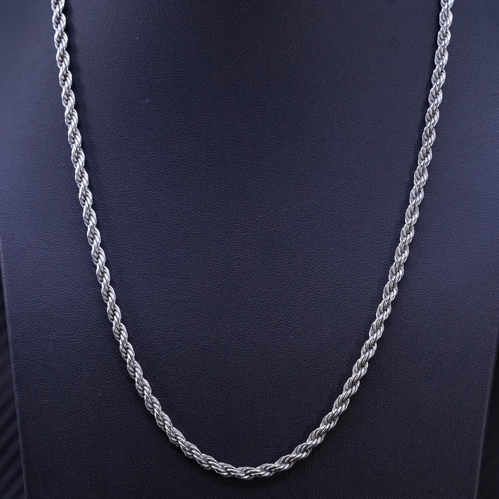 24” 4mm, vintage Armbrust sterling silver 925 French rope chain necklace