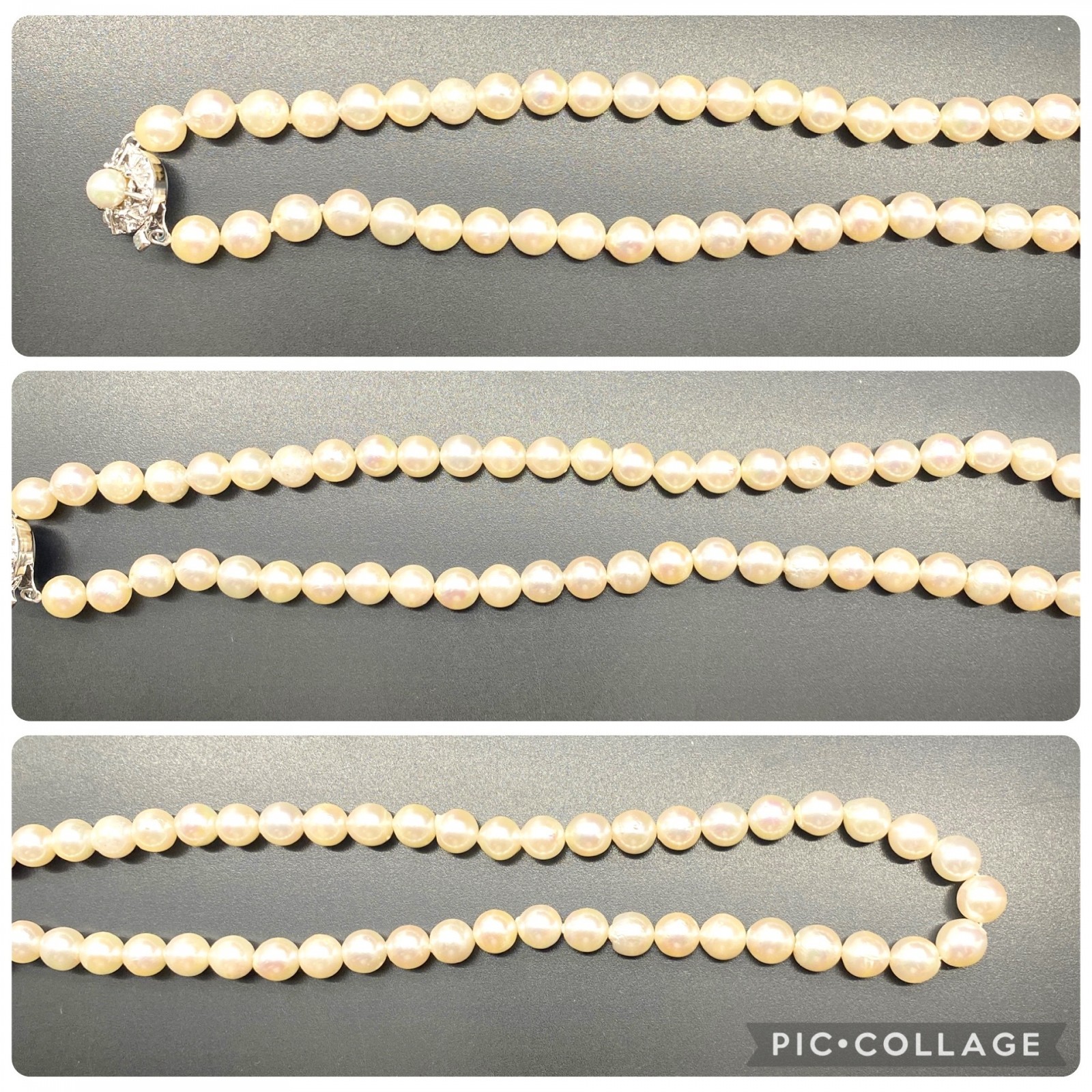 Akoya Pearl Necklace Jewelry Pink Beige Approx 42cm 7.5–8.0mm 36.3g Silver Auth