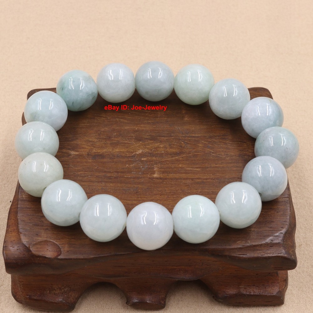 Natural Jadeite Stretch Bracelet Grade A 13mm Jade Bead Handmade Bracelet