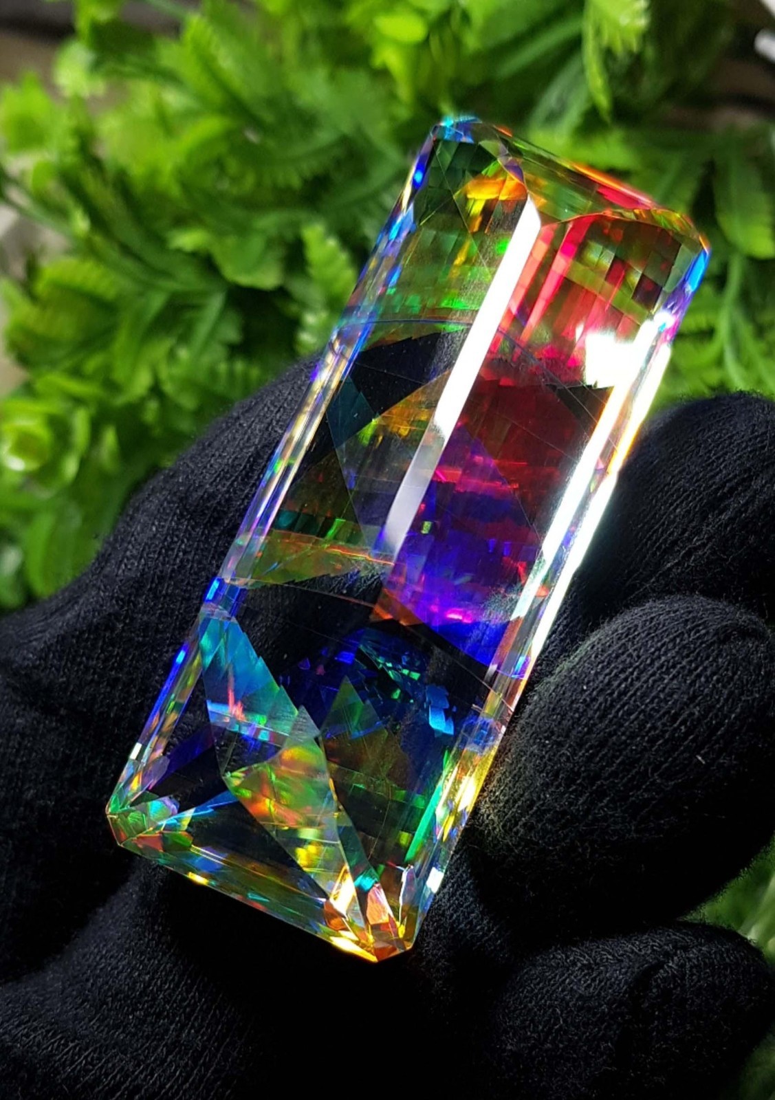 Certified 262 Ct Natural Emerald Cut Rainbow Color Mystic Quartz Loose Gemstone