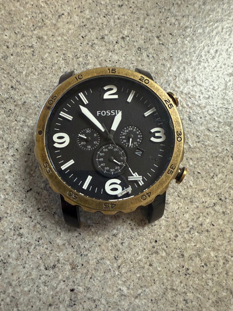 Fossil Nate Mens Jumbo 50mm Chronograph Watch Stealth Black JR1357 FOR PARTS.