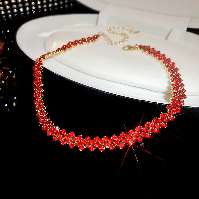 Rhinestone Collar Necklace Full Crystal Geometric 35+5cm Women Jewelry