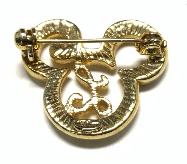 Disney Gold Tone Letter “L” Rhinestone Mickey Mouse Pin LY116