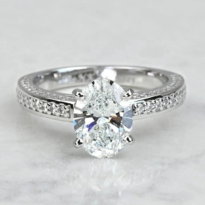 3.20 Ct Oval Cut White Moissanite Prong Wedding Ring 925 Sterling Silver