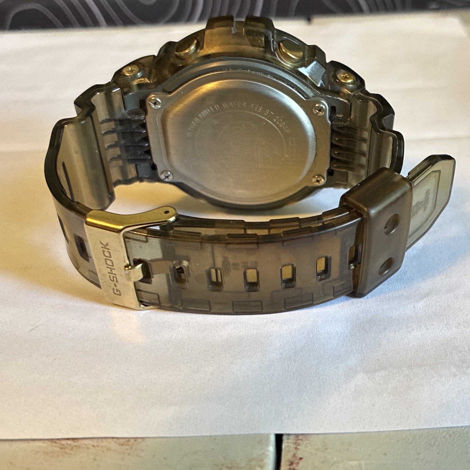 Casio G-SHOCK Digital Quartz Watch Alarm Chronograph, Clear/Gray Resin 200m